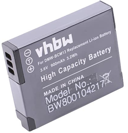vhbw Battery Replacement for Panasonic DMW-BCM13, DMW-BCM13E, DMW-BCM13PP for Camera DSLR (900mAh, 3.6V, Li-Ion)