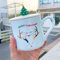 Weihnachtskeramik-Tasse mit Löffel mit Deckel Weihnachtsbecher Tee Kaffeetasse 420ml blaue Tasse