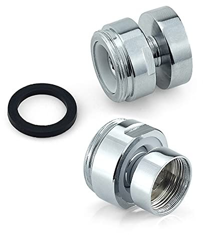 HATOOLHA® 2 adattatori girevoli per rubinetto, filettatura in ottone a 360 gradi, connettore aeratore (filettatura femmina a maschio, 22 mm - 22 mm)