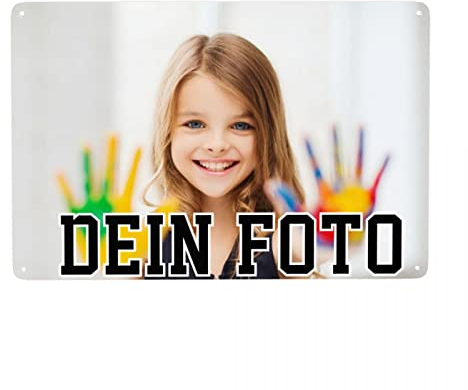 QIYI Fotoblechschild, A4 Blech-Schild als Metall-Poster Wand-Türschilder Personalisierbar mit eigenem Bild und Text selbst gestalten, 20x30cm im Querformat