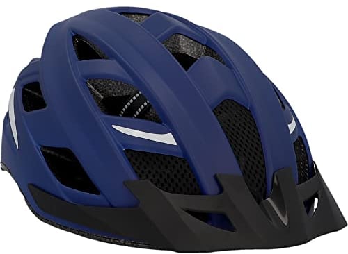 Fischer Erwachsene Fahrradhelm, Radhelm, Cityhelm Urban Plus Boston, S/M, 52-59cm, blau, mit integriertem LED-Rücklicht, dunkelblau