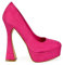 ESSEX GLAM Womens Platform Court Shoes Ladies Curved High Heel Slip On Square Toe Evening Dressy Party 3-8