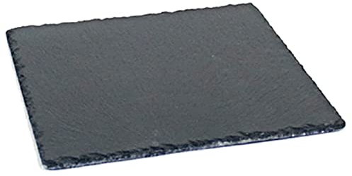 AC - Plato de Pizarra - Forma Cuadrado - Platos Llanos de Piedra Natural para Servir Alimentos, quesos, Aperitivos - 30 x 30 cm