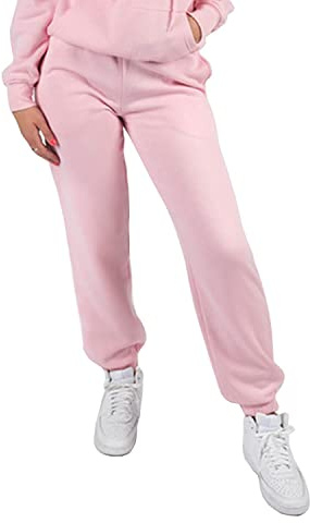 Wellworth Plain Joggers Elasticated Drawstring Waistband Cotton and Polyester Track Pant with Pockets for Women, Baby Pink or Baby Blue