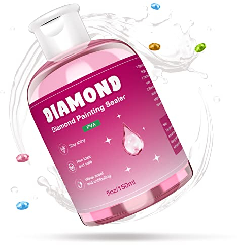 GHHKUD Diamond Painting Sealer 150ML With Brushes, Fast Drying Art Glue, Accessories for Permanent Shine Effect on Paintings & Puzzles