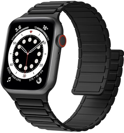 CeMiKa kompatibel mit Apple Watch Armband 40mm 41mm 42mm 38mm Damen Herren, Silikon Magnetische Sport Loop Ersatzbänder für iWatch Ultra 2/Ultra Series 10 9 8 7 SE 6 5 4 3 2 1,Schwarz