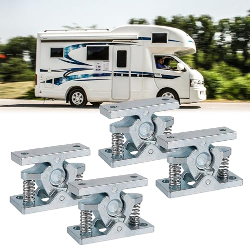 Türstopper, 4 Stück Zinklegierung Türfeststeller, Türhalter mit Feder, Schwerlast Türfeststeller Wohnwagen Wohnmobil Türfeststeller Türstopper Türclip Türhalter für Garten Boottür Wohnzimmer Garage