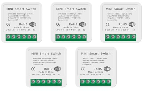 Interuttore Intelligente | WiFi | ZeVi MiniSwitch Modulo per Automazione domestica, Controllo Remoto Luci e Dispositivi app SmartLife, Domotica Fai-da-Te, Compatibile con Alexa e Google Home 5pz