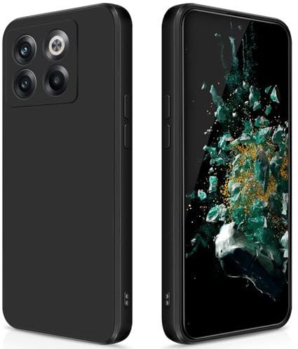 GiiYoon Hülle für OnePlus 10T /OnePlus Ace Pro, Schwarz | Silicone Case, Seidig Weiches Gefühl, Stoßschutz, Kratzfest, Mikrofaser-Innenfutter