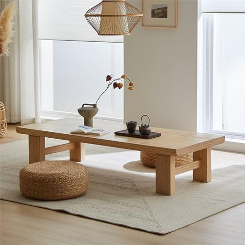 INEOUT Japanischer Niedriger Esstisch, Japanischer Bodentisch, Niedriger Vintage-teetisch, Rechteckiger Tatami-Tisch Oder Akzentmöbel Zum Sitzen auf Dem Boden