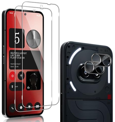 QULLOO Protector de Pantalla para Nothing Phone 2A / Nothing Phone 2A Plus / 2a+ & Protector de Lente de Cámara, 2+2 Piezas 9H Dureza Vidrio Templado Film Cristal Templado para Nothing Phone (2a)
