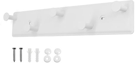 SYPEN Garderobenhaken mit 5 Haken, Kleiderhaken Wand, Garderobenleiste Metall, Wandgarderobe Schrauben, Hakenleiste für Schlafzimmer Bad (Weiß)