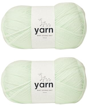 Korbond Baby Mint Green Yarn - 2 x 100g Acrylic Baby Yarn - Soft, Lightweight, Hypoallergenic & Durable (200g/580m Total)