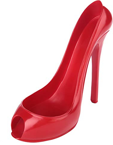Lybunair Single Wine Holder, Wine Bottle Rack High Heel Shoe Bottle Stand for Home Decor, Red