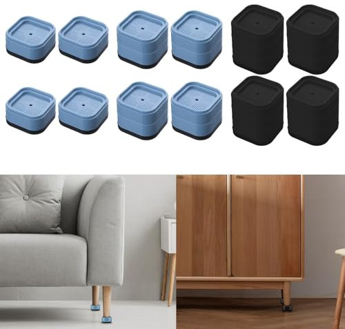 Furniture Bed Risers, Desk Riser Blocks Adjustable Stackable for Lifts Height 1, 2 Or 3, Square Table Leg Extenders Risers for Sofa Chair Desk Couch Indoor Black Blue 24Pcs