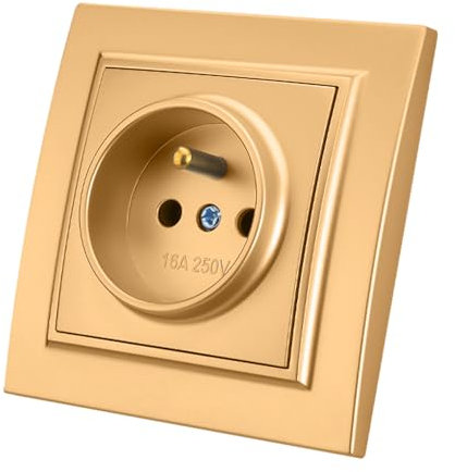 Prise murale encastrable,Prises electriques Standard,Prise murale d'intérieur 250V AC 16A,Prise de terre steckdose française or couleur