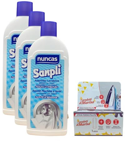 SET 3 SANPLI Appretto Lavatrice 500ml più 1 Stick Ferro Pulito.
