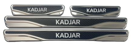 Protection anti-rayures pour seuil de porte en carbone et chrome et ABS Convient pour Renault Captur, Clio, Fluence, Kadjar, Latitude, Megane, Modus, Scenic, Symbol, Talisman, Zoe. Ensemble de 4