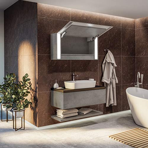 LED Illuminated Bathroom Mirror Cabinet with 1 Door 17 Decor Options Wall Mounted Cabinet Sensor Switch Bluetooth Speaker A++