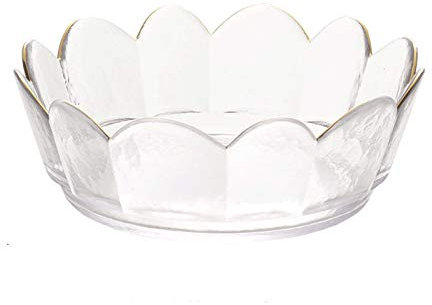 Obstschale aus Glas, dekorative Schale, Obstschale, Vintage-Schale mit goldenem Rand, Trockenobstschalen, dekorative Salatschüssel aus Kristallglas, Snackschale, Gemüsekorb, Obstschale(White,19.8cm)
