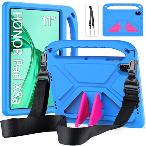 RollinCase Funda Infantil para Honor Pad X8a 11 Pulgadas 2024, Carcasa Antigolpes con Asa y Correa, Azul