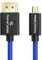 Alvin's Cables 8K 2.1 Micro HDMI to HDMI Coiled Cable for Atomos Ninja V, 8K@60Hz 4K@60Hz High-Speed HDMI Cable for Sony A7RIII A7II A7M3, for Canon R5 M6, for FUJIFILM X-T4 X-T3, Braided Blue