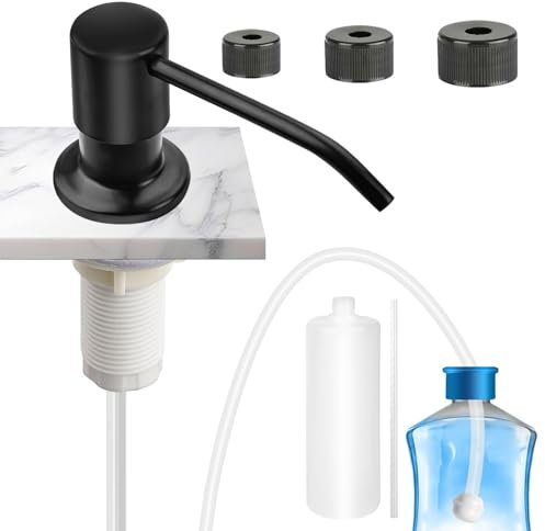 EEEKit Soap Dispenser for Kitchen Sink, Built in Sink Soap Dispenser Pump, Stainless Steel Sink Washing Up Liquid Dispenser with 500ML Bottle 100CM Extension Tube kit