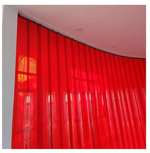 Qulamrdk Schweißschutzvorhang Lamellenvorhang Gegen Strahlung und Schweißen PVC-Kunststoffvorhänge Geeignet für die Fabrik -Workshop Einfache Installation(Red,1.2x2.2m)