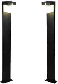 meineWunschleuchte 2er SET Wegeleuchten mit Bewegungsmelder, Solar und Strom Hybridbetrieb Höhe 100cm