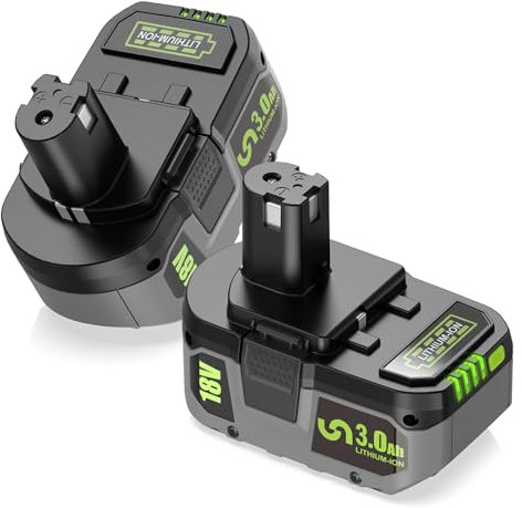 2X 18V 3Ah Batterie de Remplacement pour Ryobi Batterie ONEPLUS RB18L50 RB18L40 RB18L25 RB18L20 RB18L15 RB1840X RB1825C P108 P107 P105 P104 P103 P102 P122