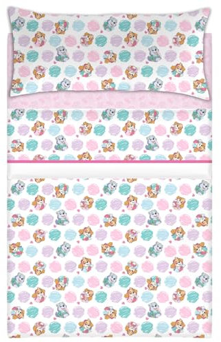 Paw Patrol Juego de Sábanas Patrulla Canina, 3 Piezas, Microfibra, Azul y Rosa, para Cama 90 cm (Rosa)