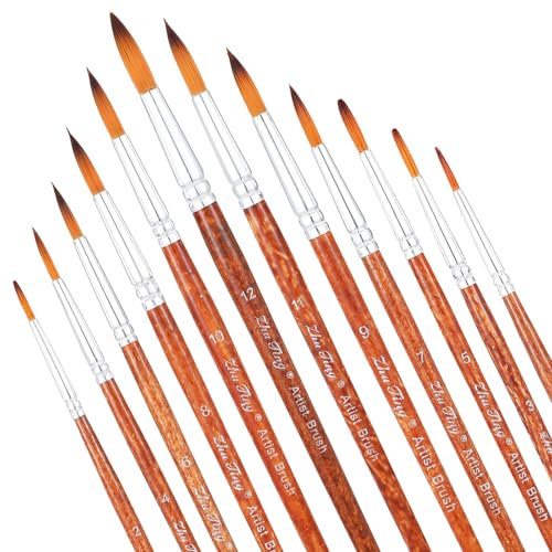 Watercolor Painting Brush Set, 12PCS Artist Watercolor Paint Brush Round Pointed Tip Painting Brushes Professional Detail Paint Brushes for Watercolors Acrylic