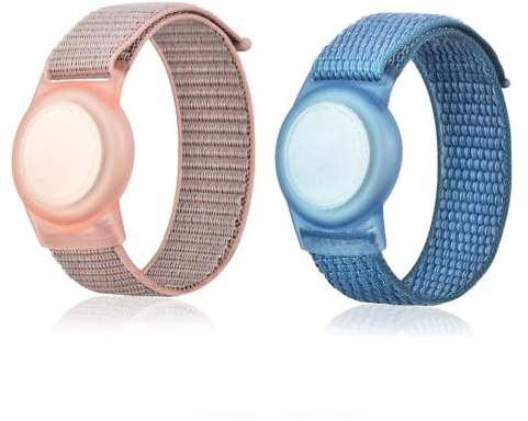 2 Stück Nylon Armband Kinder, Weiche Silikon-Uhrenarmbänder, GPS-Tracker-Uhrenarmband, Anti-Kratz-Schutz für die Positionierung des GPS-Tracking-Armbands (Rosa+Blau)