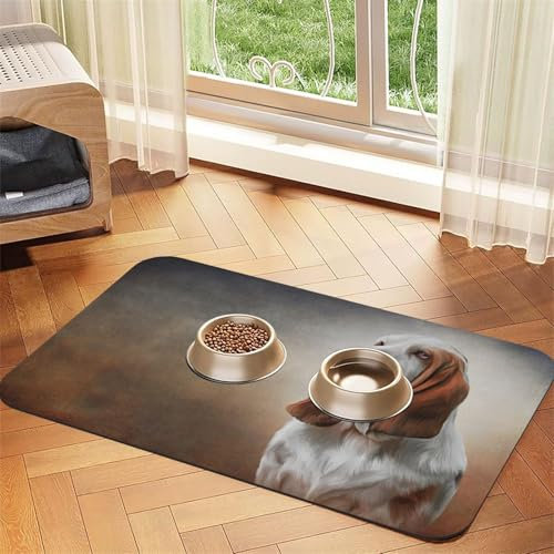 Dog Basset Hound,Waterproof Pet Feeding Mat,PU Leather Placemats for Cat Dog Water Bowl,Food Mats,30x45cm