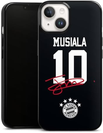 Silikon Hülle kompatibel mit Apple iPhone 14 Case schwarz Handyhülle FC Bayern München Jamal Musiala FCB
