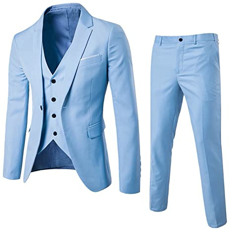 Generisch Traje de hombre Slim de 3 piezas traje de negocios boda fiesta chaqueta chaleco y pantalón abrigo camisa blanca hombre manga larga