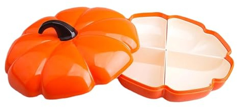 Baoblaze Vassoio per Snack a Forma di Zucca di Halloween con Coperchio, Vassoio da Tavolo per Servire Caramelle E, Biscotti, Frutta, Patatine E Dolc, 4 Griglie