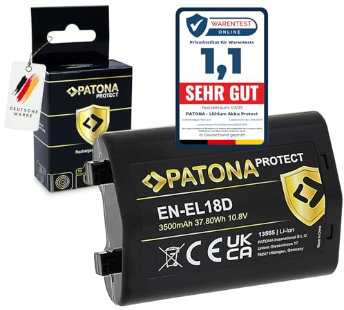 PATONA Protect Akku Ersatz für Nikon EN-EL18D EN-EL18 Battery 3500mAh 10.8V | Ersatzakku für D4, D4s, D5, D6, D810, D850, Z9, mit Schutzgehäuse, 100% baugleich zu dem Original