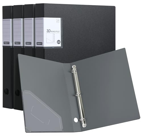SOYIRI 4 Stück Ringbuch A4,Ringordner mit 3 Ringe,35 mm（Schwarz）