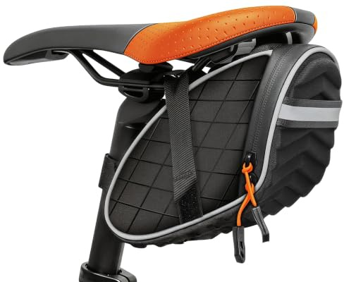 Bowagn Bike Bag,Bicycle Saddle Bag,Under Seat 3D Shell Cycling Seat Bag for Mountain Road Bikes with Waterproof Zippers Black