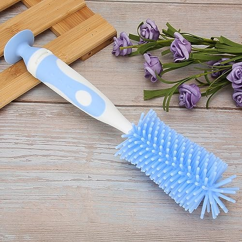 Pongnas Nettoyant pour Gobelets de Lait pour bébé, en Silicone, Nettoyage à 360 Degrés, Bleu, pour Biberon