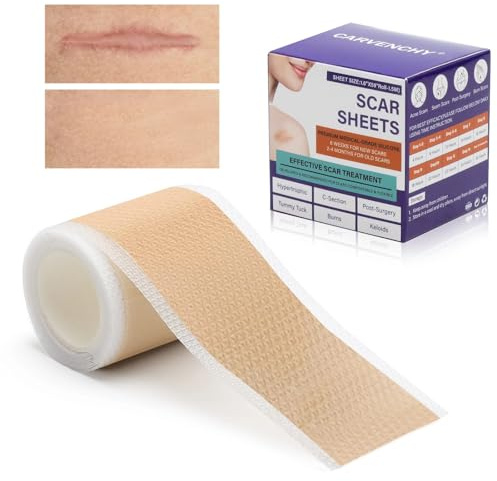 Silikonpflaster für Narben (1.6x59-1.5M), Silikon Narbenpflaster, Silikon-Narbenblätter Silicone Scar Tape Wiederverwendbares Narbenband für Chirurgische Narben, Keloid, Kaiserschnitt, Akne