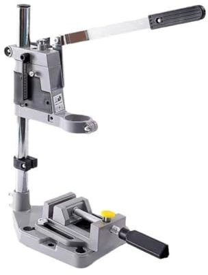FUANA Elektrischer Bohrmaschinenständer mit verstellbarer Höhe und Aluminiumbasis, kompatibel mit 43 mm / 38 mm Bohrern (Reduzierhülse im Lieferumfang enthalten), Silber
