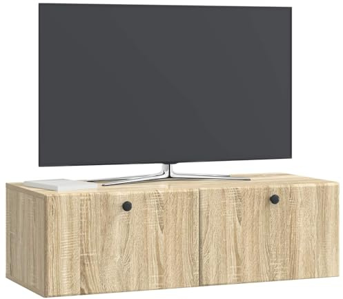 vidaXL Wandmontierter TV-Schrank 98 x 41 x 30 cm Sonoma-Eiche, Wohnzimmeraufbewahrung, moderner Schrank, Wand-TV-Ständer, rechteckiges Design, viel Platz, praktische Möbel