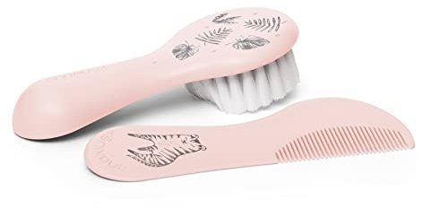 Suavinex Cepillo y Peine para Bebés, Ideal Recién Nacidos, Cepillo de Fibras Pobladas y Suaves, Peine con Cantos Redondeados, Sin Tirones, Respeta el Cuero Cabelludo, Rosa