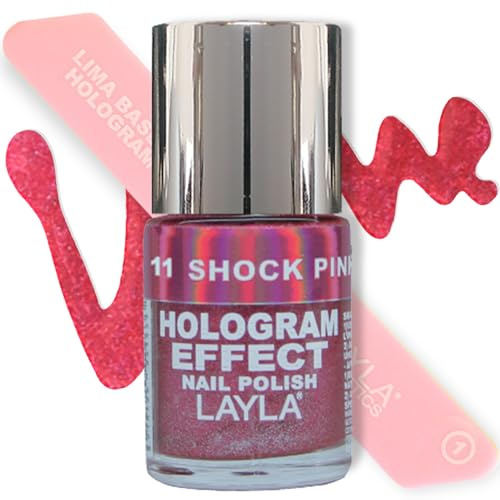 Layla Cosmetics Hologram Effect Nagellack, shock pink, 1er pack (1 x 0,01 l)