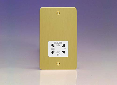 XFBSSW Varilight Ultra Flat Plate Brushed Brass Dual Voltage Shaver Socket
