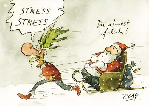 modern times 10er Set Postkarte Weihnachten WEIHNACHTEN - Motiv: STRESS STRESS, Anlass: Weihnachten, Künstler/Verlag: CARTOON CONCEPT © GAYMANN, Peter, Größe: A6