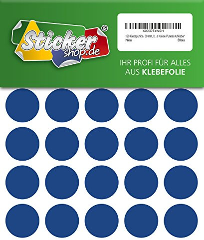 120 Klebepunkte, 30 mm, blau, aus PVC Folie, wetterfest, Markierungspunkte Kreise Punkte Aufkleber