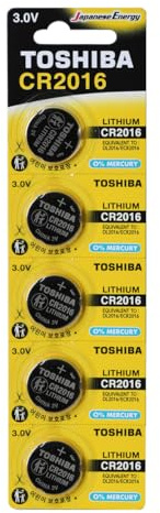 Toshiba CR2016 3 Volt Lithium Coin Battery (5 Batteries)